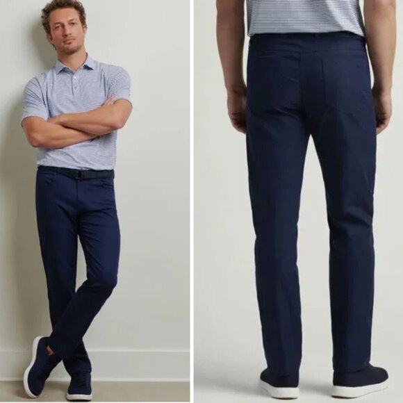 Peter Millar Navy Blue Performance Five-Pocket Golf Pants - 37323